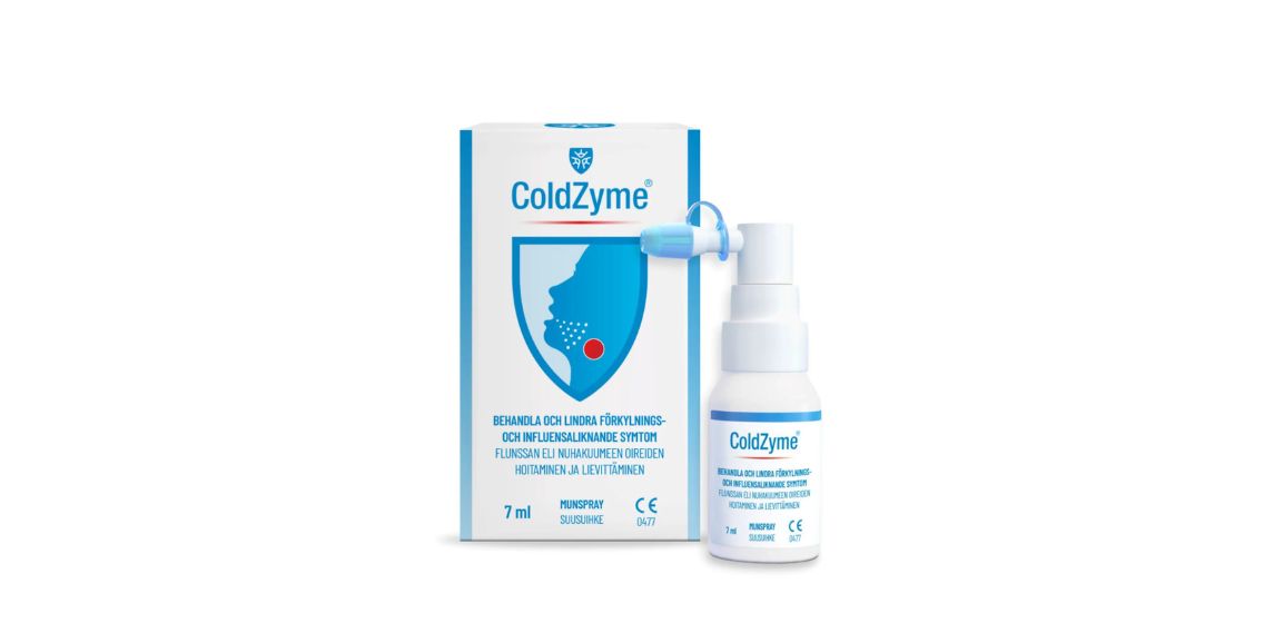 ColdZyme munspray med förpackning.