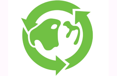 Illustration av ett &aring;tervinningstecken.